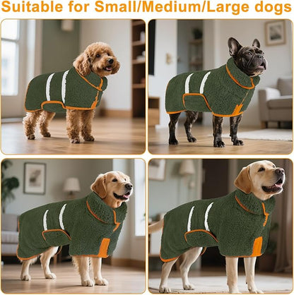 Bienbee Dog Bathrobe, Quick Drying Super Absorbent Dog Robes for After Bath, Warm Keeping Dogs Towel, Dogs Bath Supplies, Dark Green L