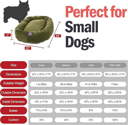 Majestic Pet Villa 24 Inch Shredded Memory Foam Dog Bed for Small Sized Dog 24x19x7 Inch–Orthopedic Pet Bed - Washable Small Puppy Mat with Head Support-Fern