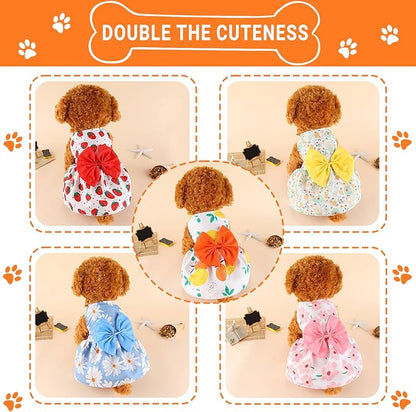 TAPBULL Dog Dresses, Fashionable Pet Dog Clothes, Cute Cat Birthday Dress Outfit (Orange/Red/Yellow/Blue/Pink 5-Pack), XX-Large