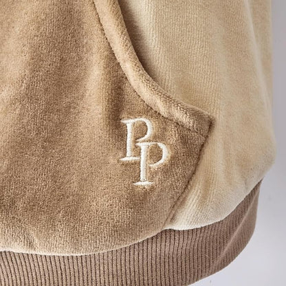 Pet Passion Cooper II Organic Cotton Velour Dog Hoodie Pet Coat for Small, Medium and Large Dogs, Coffee Color Block, XX-Small (4-7 lbs)