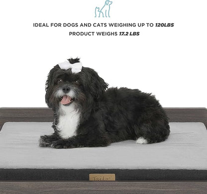 Wooden Dog Bed and Dog Couch with Water-Resistant and Calming Mattress, Small to Medium Elevated Pet Bed, Greenguard Gold Certified, Dog Beds & Furniture, Chase - TailZzz