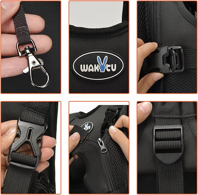 Wakytu Pet Front Dog Carrier Backpacks, Adjustable Dog Backpack Carrier, Comfortable Shoulder Straps, Soft Sponge Cushion, Designed to Fit Pets, S Size, 2-7LB
