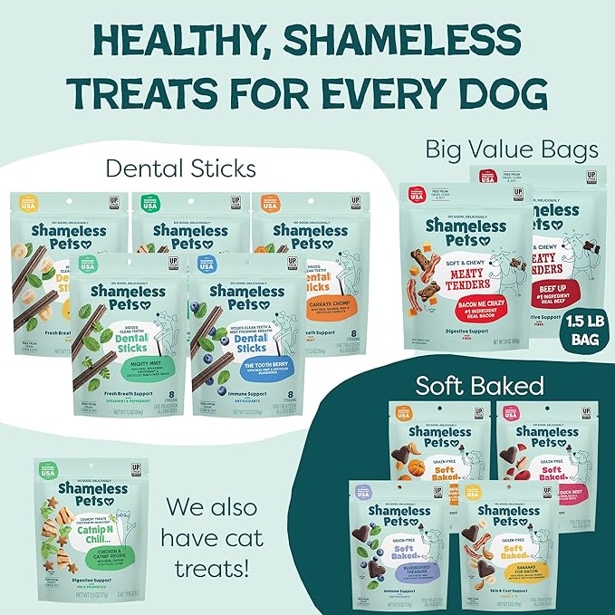 Shameless Pets Soft Dog Treats – Bacon Me Crazy Meaty Tenders, Soft & Chewy Treats for Dogs, Real Bacon 1st Ingredient, Grain Free, Healthy Treats for Small, Medium & Large Dogs, 8oz