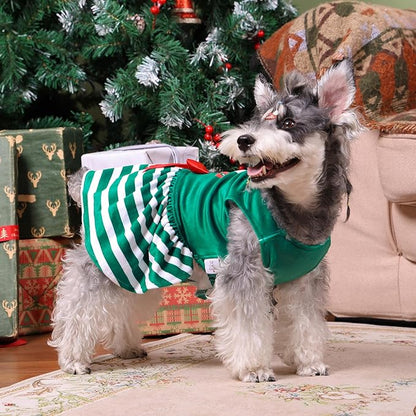CuteBone Elf Dog Dresses Velvet Holiday Small Dogs Clothes Onesie Pet Apparel Girl Puppy Skirt with Bow Hair Rope CVA55M-D
