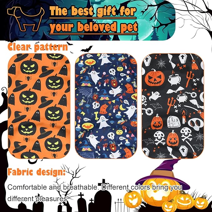 6 Pack Halloween Dog Clothes for Small Dogs, Soft and Breathable Puppy Kitten Dog Shirts for Pet Cats, Dogs' T-Shirts Apparel Sleeveless Vests for Yorkies (Happy Halloween, Small)