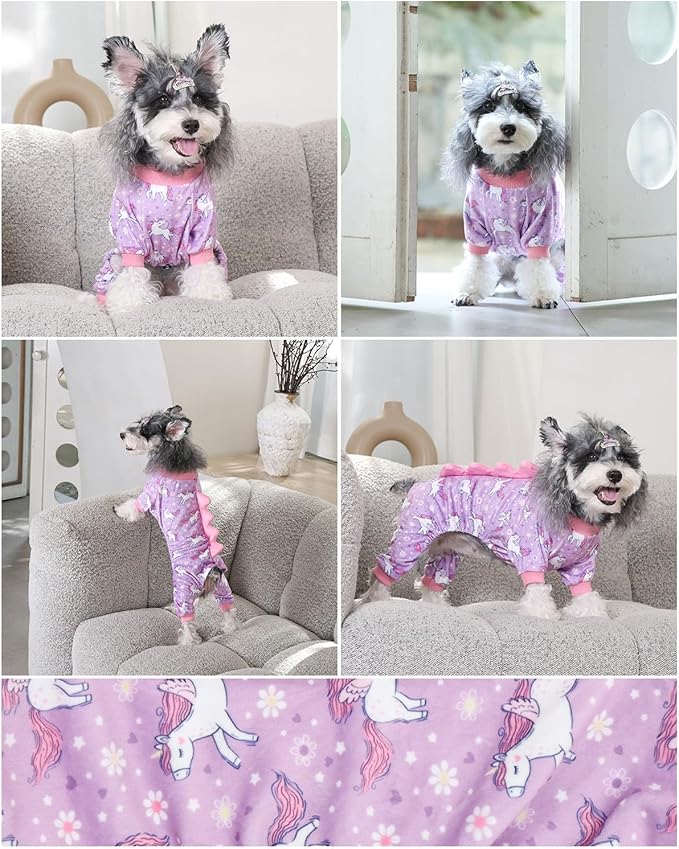 CuteBone Dinosaur Costume Dog Pajamas, Stretchy Spandex Crystal Velvet Sleepwear Coat for Small Dogs, Soft & Warm Pet Outfit Clothes for Cold Weather, Cozy Pullover Design COSP11XS