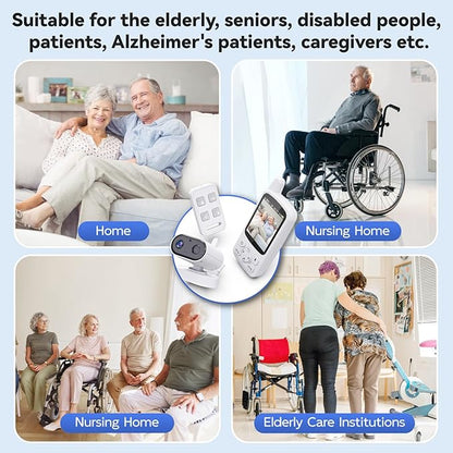 Room Monitors for Elderly Monitor with Camera And Audio, 2-Way Talk Baby Monitors for Elderly, Med Reminder and Temp Sensor Senior Monitor for Adult, No Wifi/App Caregivers Cameras for Senior