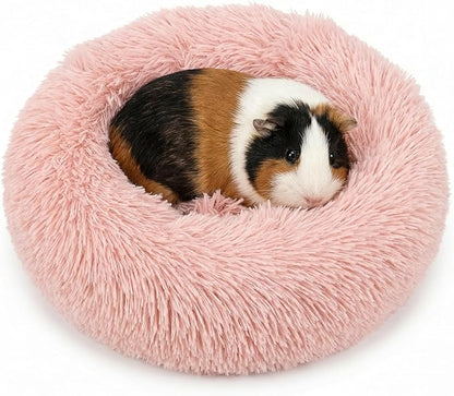 Tiny Dog Bed 11.8 Inch for Extra Small Dogs,Washable Puppy Bed,Soft Faux Fur Calming Donut Bed for Chihuahua Yorkie Maltese Pomeranian,Pink