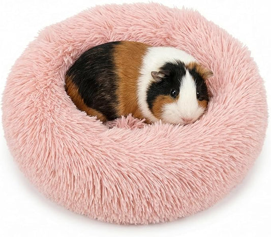 Tiny Dog Bed 11.8 Inch for Extra Small Dogs,Washable Puppy Bed,Soft Faux Fur Calming Donut Bed for Chihuahua Yorkie Maltese Pomeranian,Pink