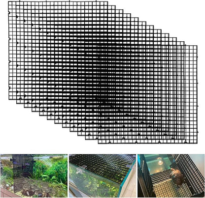 Plastic Egg Crate Fish Tank Divider Aquarium Filter Bottom Plastic Grid Fish Tank Isolation Board Black Egg Crate Tray((Black, 12pcs 11.8X11.8Inch with 0.35Inch Hole)