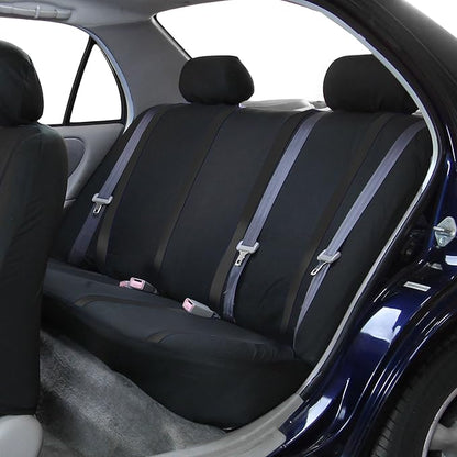 FH Group Car Seat Covers Full Set Cloth - Universal Fit Automotive Covers, Low Back Front Solid Cover, Washable Cover for SUV, Sedan and Van Black