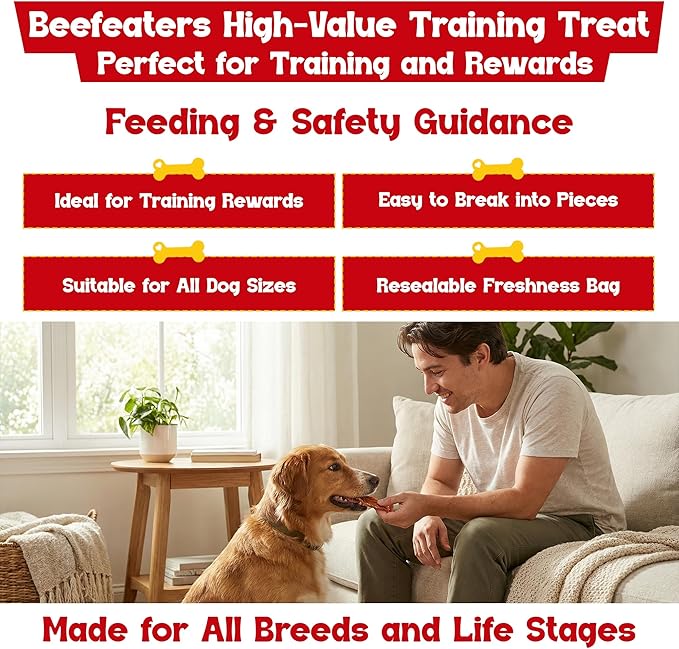 Beefeaters Chicken Jerky Strips for Dogs 3oz -Case of 6, 100% Real Chicken Breast, Oven-Baked, Grain-Free Dog Treats for Training & Rewards, High Protein, Low Fat, Resealable Bag, All Life Stages
