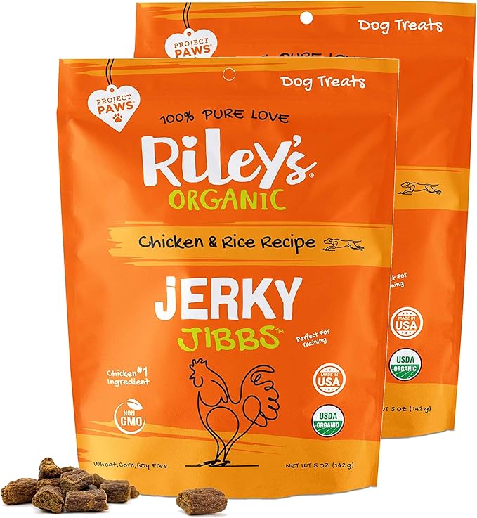 Riley's Organics Jerky Jibbs Chicken & Rice Recipe Dog Treats 2 Pack 5 oz
