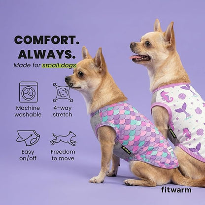 Fitwarm 2 Pack Mermaid & Scale UPF 50+ UV Sun Protection Dog Shirt, Lightweight Cooling Vest, Quick Dry Summer Clothes for Small Dogs Girl, Pet Outfit, Purple, Pink, White, XXL