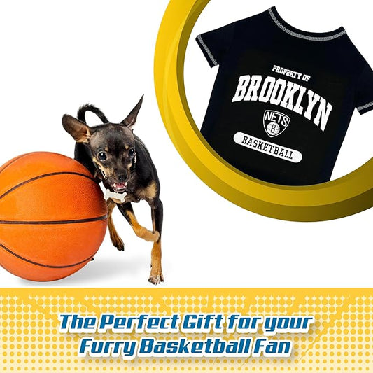 Pets First NBA Licensed Hoodies & T-shirt for Dogs & Cats, Brooklyn NETS, X-Small