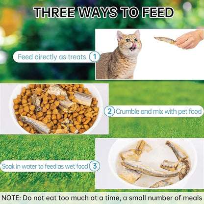 Freeze-Dried Capelin Fish Cat Dog Treats - Single Ingredient Pet Snacks High Protein & Omega-3,Grain-Free, Supports Skin & Joint Health (3.2oz)