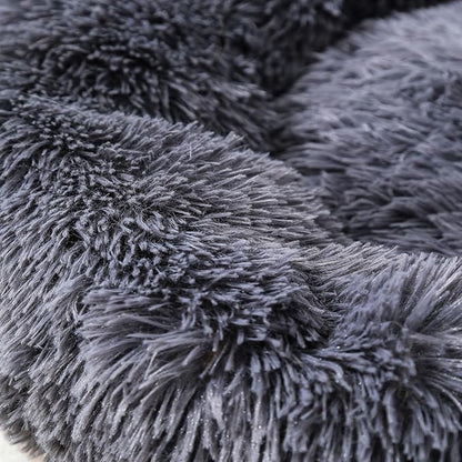 Cat Bed Plush Donut Dog Bed Fluffy Calming Pet Bed Dog Round Bed Cat Round Bed Warm Kitten Nest Rabbit Cave Kitten Bed Ideal for Small 3KG Pet
