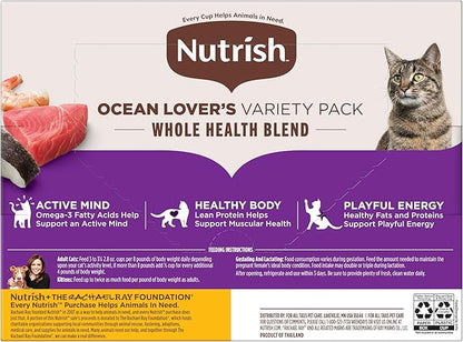 Nutrish Grain Free Ocean Lover's Whole Health Blend Variety Pack Wet Cat Food, 2.8 oz. Cup, 12 Count (Rachael Ray)