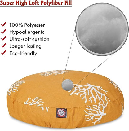 Yellow Coral Large Round Indoor Outdoor Pet Dog Bed With Removable Washable Cover By Majestic Pet Products
