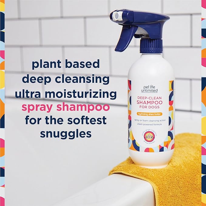 Pet Life Unlimited Dog Shampoo and Conditioner 2-in-1 Spray, 16 oz, Plant-Based, Vanilla Ginger Scent, Gentle Foaming Spray for Hydrating, Cleansing & Deodorizing, Made in USA (Pack of 2)