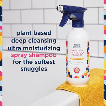 Pet Life Unlimited Dog Shampoo and Conditioner 2-in-1 Spray, 16 oz, Plant-Based, Vanilla Ginger Scent, Gentle Foaming Spray for Hydrating, Cleansing & Deodorizing, Made in USA (Pack of 2)