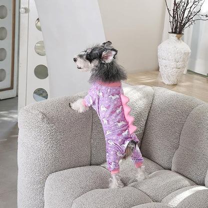 CuteBone Dinosaur Costume Dog Pajamas, Stretchy Spandex Crystal Velvet Sleepwear Coat for Small Dogs, Soft & Warm Pet Outfit Clothes for Cold Weather, Cozy Pullover Design COSP11XL