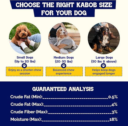 Beefeaters Triple Flavor Beefhide Kabobs 40oz, Dog Treats with Real Chicken, Liver & Sweet Potato – Long-Lasting Dog Kabob Treats for Chewing, Dental Support*, Flavor-Packed Treats - Training Rewards