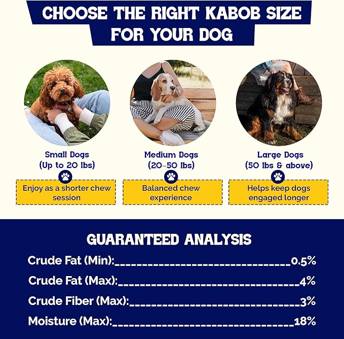 Beefeaters Triple Flavor Beefhide Kabobs 12oz, Dog Treats with Real Chicken, Liver & Sweet Potato – Long-Lasting Dog Kabob Treats for Chewing, Dental Support*, Flavor-Packed Treats - Training Rewards