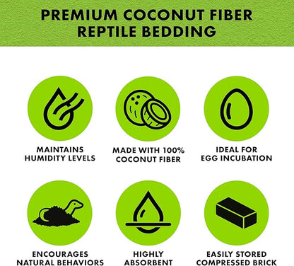 Zilla Coconut Husk Brick, Organic Bedding for Reptiles, Made with 100% Coconut Fiber, Ideal for Tropical Habitats and Egg Incubation, (Pack of 2)