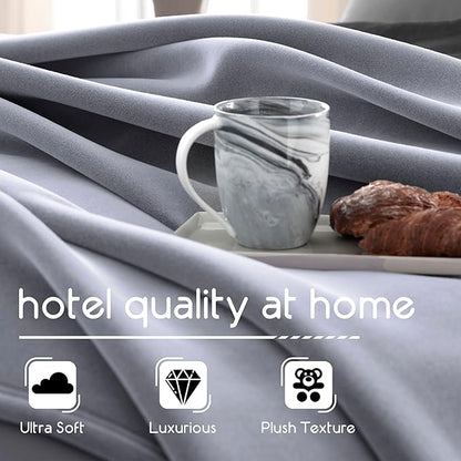 Vellux 1B07055 Original Insulating Core Hotel Style Solid Blanket Machine Washable Soft Cozy Warm Pet Friendly Bed Sofa Blankets, Twin, Grey (Pack of 2)