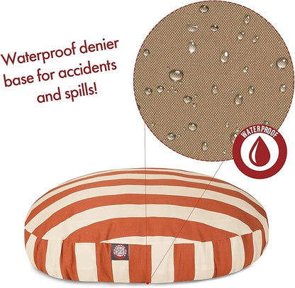 Burnt Orange Vertical Stripe Medium Round Indoor Outdoor Pet Dog Bed With Removable Washable Cover By Majestic Pet Products