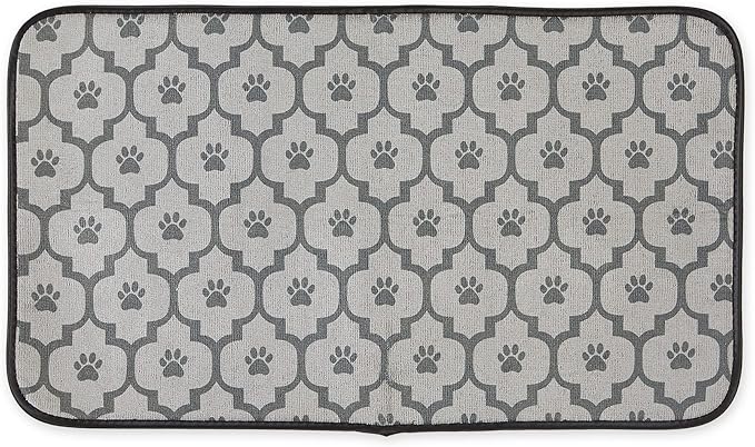 Bone Dry Machine Washable, Ultra Absorbent Pet Mat, Large, 14 x 24, Gray Lattice