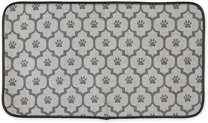 Bone Dry Machine Washable, Ultra Absorbent Pet Mat, Large, 14 x 24, Gray Lattice