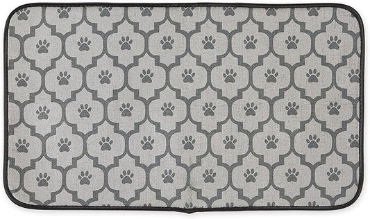Bone Dry Machine Washable, Ultra Absorbent Pet Mat, Large, 14 x 24, Gray Lattice