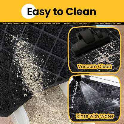 Conlun Cat Litter Mat Litter Trapping Mat, 35" x 23" Premium Durable PVC Grid Mesh with Scatter Control, Non-slip, Less Waste Cat Litter Box Mat, Soft on Kitty’s Paws, Urine Waterproof