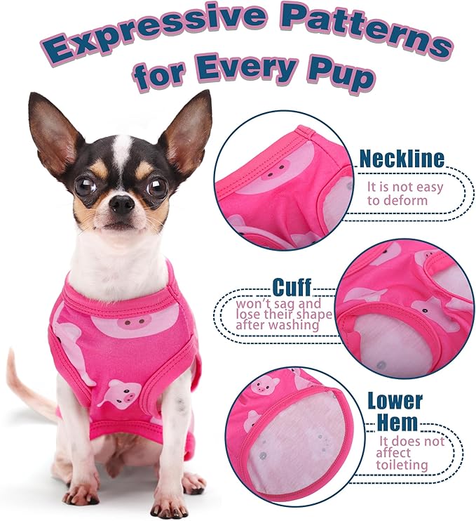Adorable Pink Pig Dog Shirt: Lightweight Polyester Cartoon Puppy Vest, Small Medium & Large Dog T-Shirt, Summer Pet Clothes, Cute Dog Apparel, Breathable Dog Tank Top M