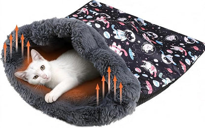 Self Heating Cat Sleeping Bag for Indoor Cats Bed Cave Self Warming Pad Sack Cozy Pet Nest Snuggle Bed for Small Dog 21.9" x 23.6"
