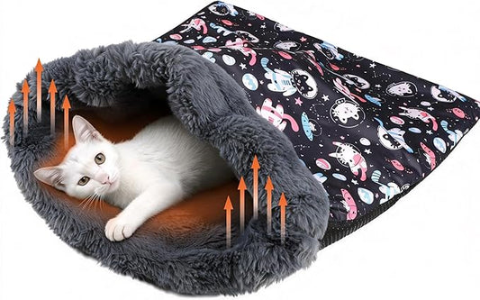 Self Heating Cat Sleeping Bag for Indoor Cats Bed Cave Self Warming Pad Sack Cozy Pet Nest Snuggle Bed for Small Dog 21.9" x 23.6"
