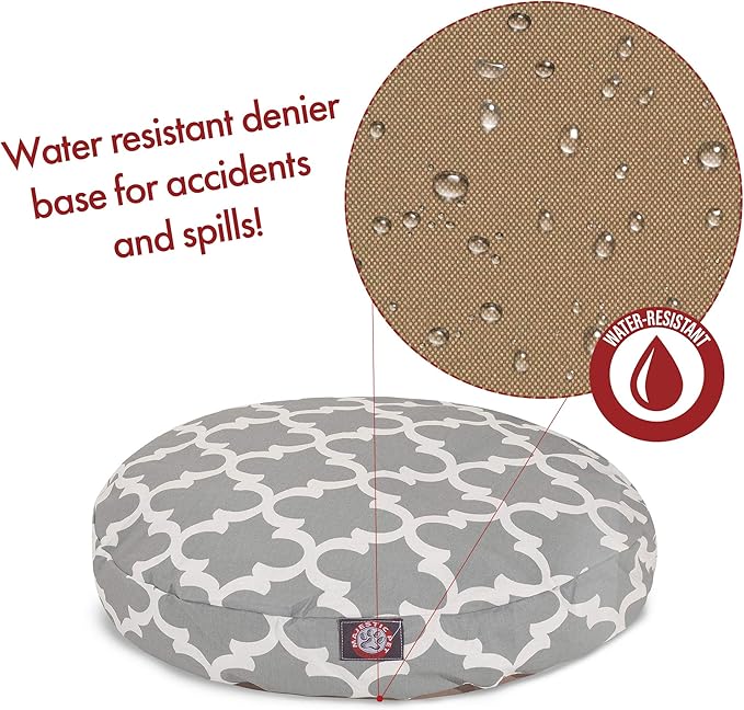 Gray Trellis Small Round Indoor Outdoor Pet Dog Bed With Removable Washable Cover By Majestic Pet Products