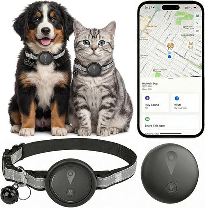 GPS Pet Tracker for Dogs & Cats, Smart Collar with Real-Time Location | No Monthly Fee, Activity Monitoring, Adjustable Reflection Strap, Find My Compatible, Lightweight Wear, Plug And Play