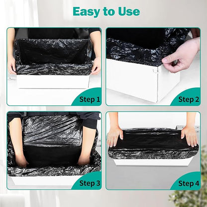 Trash Bags Compatible with Popur X5 Litter Box - with Elastic Band, Thickened Design for Popur X5 Self-Cleaning Cat Litter Box/Home Trash Bags -Black (50 Pcs)