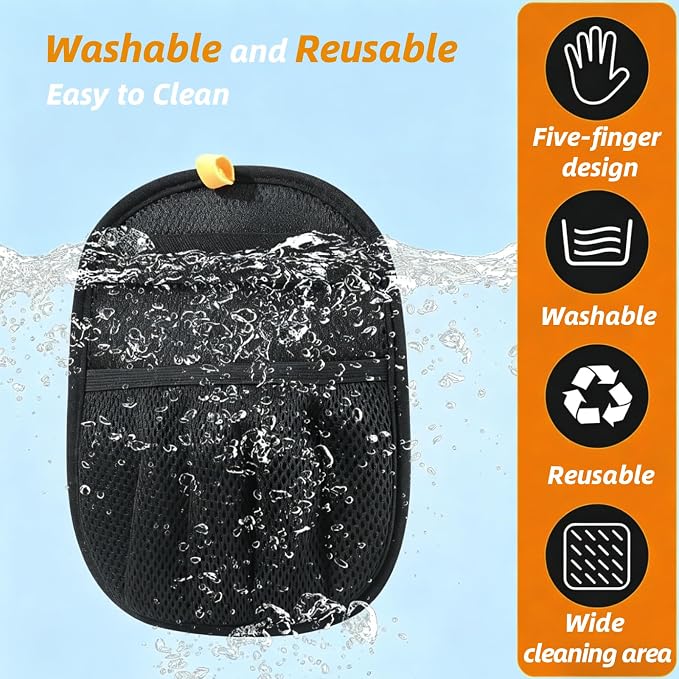 Upgraded Pet Hair Remover Glove, Reusable Five-Finger Snug Elastic Wrist Electrostatic Glove Magic Brush Dogs & Cats Hair Removal Tool for Furniture, Couch, Car Seats, Clothing, Carpet