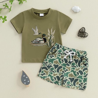 Toddler Baby Boy Clothes 6 12 18 24 Months Summer Outfit Short Sleeve T-Shirt Tops Camo Shorts Set 2T 3T 4T