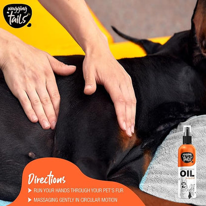 Wagging Tails 6-in-1 Soothing Oil - 6.76 fl oz (Pack of 4) for Dogs & Cats | Coconut Oil and Vitamin E Helps to Control Hair Fall and Its Suitable on Skin and Fur and Improves Coat Shine and Softness