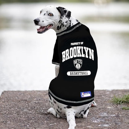 Pets First NBA Licensed Hoodies & T-shirt for Dogs & Cats, Brooklyn NETS, Medium