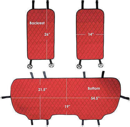 FH Group Car Seat Cushion Rear Set Faux Leather Automotive Seat Cushions - Universal Fit, Rear Car Seat Cushion, Car Seat Cushions With Non-slip Silicone Backing for SUV, Sedan, Van Red