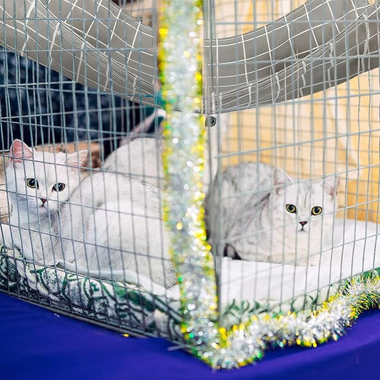 Jetec 2 Pack Cat Hammock for Cage, Catio Accessories Reversible Soft Cats Bed with Adjustable Straps and Hooks Double-Sided Linen and Fleece Hanging Hammock for Cats, Kitten(Cat and Plaid,L)