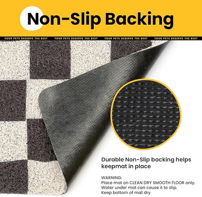 Conlun Cat Litter Mat Litter Trapping Mat, Premium Durable PVC Cute Cat Litter Box Mat, Non-Slip, Less Waste Kitty Litter Mat, Soft on Kitty’s Paws, 24”x 17” cat matts for litter, Chessboard