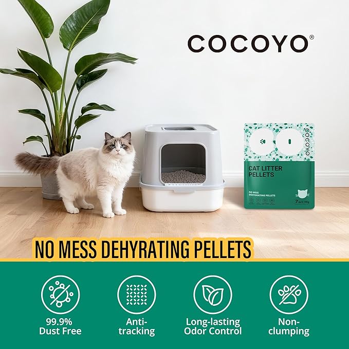 COCOYO Cat Litter Pellets, Zeolite, Long-Lasting Odor Control Non-climping, 21 Lbs Pack