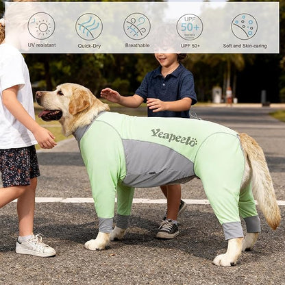 Dog Sun Protection Cooling Suit UPF 50+, Quick-Dry Breathable Jumpsuit for Large & Medium Dogs, Outdoor Dirt-Resistant Shedding Control Pet Apparel (Chartreuse, 3X-Large)